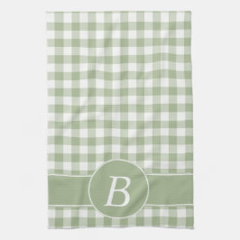 Sage Green Gingham Monogram Kitchen Towel Theedoek