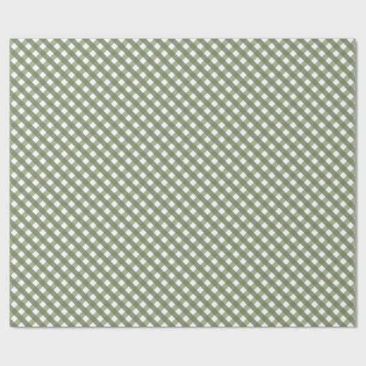 Sage Green Gingham Patterned Cadeaupapier (Vlak)