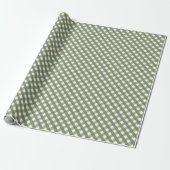 Sage Green Gingham Patterned Cadeaupapier (Uitgerold)