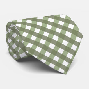 Sage Green Gingham Patterned Stropdas