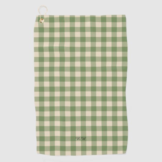 Sage Green Gingham Plaid Golfhanddoek (Voorkant)