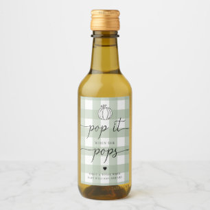 Sage Green Gingham pompoen Pop het als ze Poppen Wijn Etiket