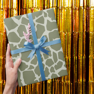 Sage Green Giraffe Print Cadeaupapier