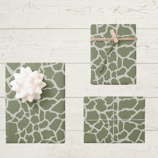 Sage Green Giraffe Print Inpakpapier Vel