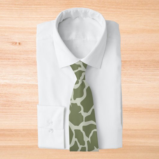 Sage Green Giraffe Print Stropdas