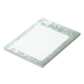Sage Green Glitter Lined Personalized Notitieblok (Gedraaid)