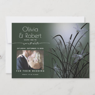 Sage Green Glow Save the Date Moonlight Dragonfly Kaart