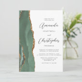 Sage Green Gold Agaat QR Code Wedding Kaart (Staand voorkant)