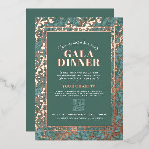 Sage green gold botanica patroon gala dineevent folie uitnodiging