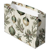 Sage Green Gold Christmas Ornaments Pattern Groot Cadeauzakje (Achterkant Gekanteld)