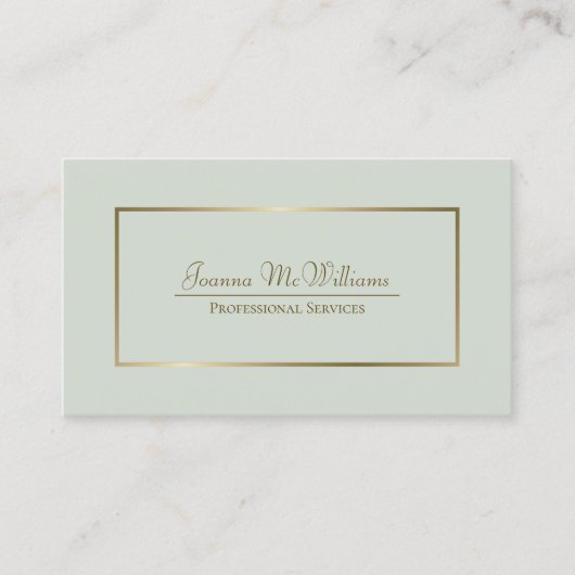 Sage Green & Gold Elegant Professional QR-code Visitekaartje (Voorkant)