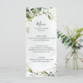 Sage green gold eucalyptus geometric wedding menu (Debout devant)