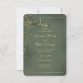 Sage Green Gold Floral Elegant Wedding Invitation (Devant)