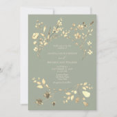 Sage Green Gold Floral Faire-part de mariage (Devant)