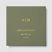 Sage Green & Gold Foil Monogramme Mariage Livre d' (Recto)