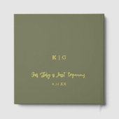 Sage Green & Gold Foil Monogramme Mariage Livre d' (Verso)