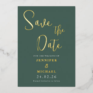 Sage Green Gold Foil Wedding Save the Date Folie Uitnodiging
