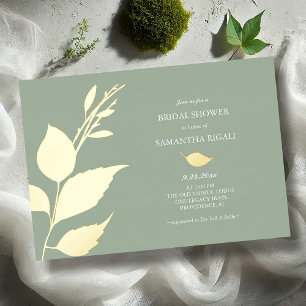 Sage Green Gold Folie Bruids Douche Uitnodigingen