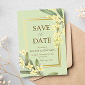 Sage Green Gold Garden Elegante Bloemen Huwelijk Save The Date