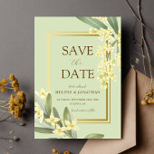 Sage Green Gold Garden Elegante Bloemen Huwelijk Save The Date