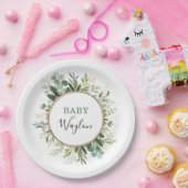 Sage Green Gold Garden Greenery Baby shower Papieren Bordje (Feest)