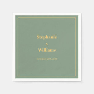Sage Green Gold Golden Elegant Minimal Wedding Servet