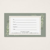 Sage Green Gold Greenery Certificat cadeau d'affai (Dos)