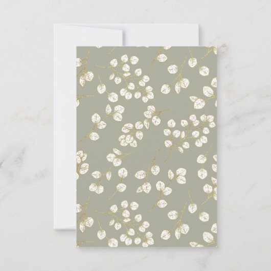 Sage Green Gold Greenery Eucalyptus Bladeren Save The Date (Achterkant)