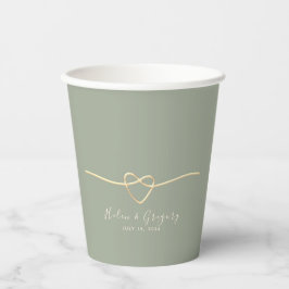 Sage Green & Gold Heart Trouwpapier Cups Papieren Bekers