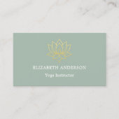 Sage green gold lotus flower Yoga Instructor Visitekaartje (Voorkant)