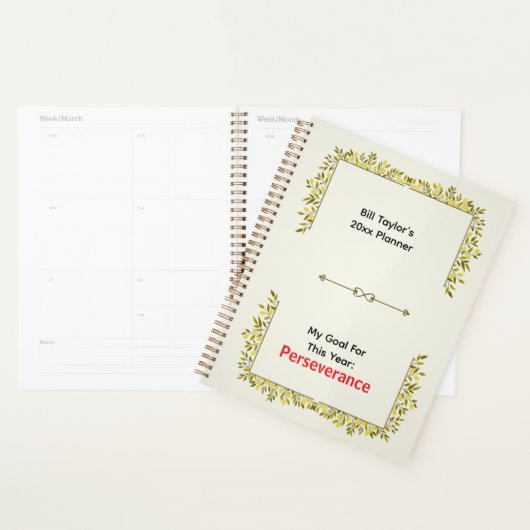 Sage Green & Gold Motif Perseverance Goal (Devant avec enveloppe)