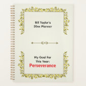 Sage Green & Gold Motif Perseverance Goal  Planner (Voorkant)