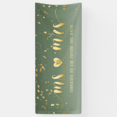 Sage Green Gold Ms à Mme Fête des mariées Bannière (Vertical)