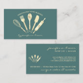 Sage Green Gold Pastry Chef Home Bakery Visitekaartje (Voorkant / Achterkant)