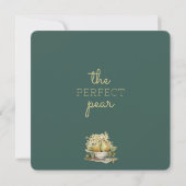 Sage Green & Gold Pear Carré Enregistrer les carte (Dos)