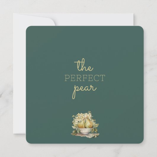 Sage Green & Gold Pear Carré Enregistrer les carte (Dos)