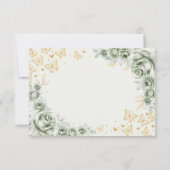 Sage Green Gold Quinceanera Reply RSVP Kaartje (Achterkant)