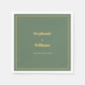 Sage Green Gold Script Elegante Minimal Wedding Servet (Voorkant)