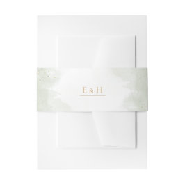 Sage green gold watercolour elegant wedding uitnodigingen wikkel