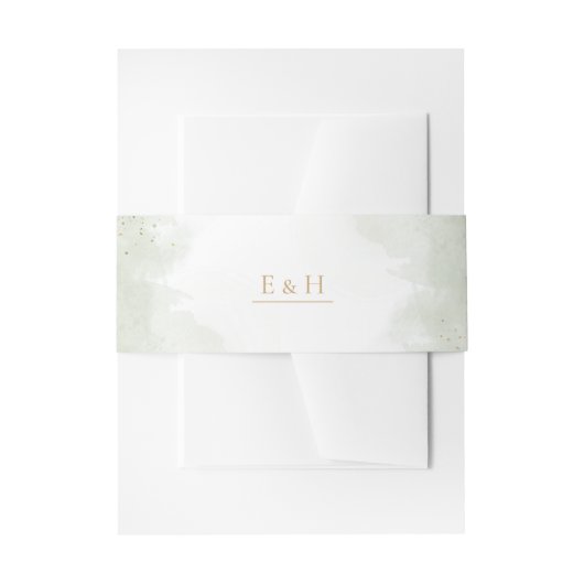 Sage green gold watercolour elegant wedding  uitnodigingen wikkel (Voorkant Voorbeeld)