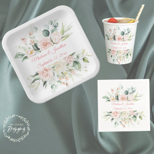 Sage Green Gold Waterverf Floral botanisch papier Papieren Bordje