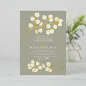 Sage Green Gold Wedding Echte Folie Uitnodiging (Staand Voorkant)