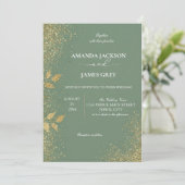 Sage Green & Gold Wedding Invitation (Debout devant)