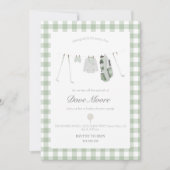 Sage green Golf baby shower party Invitation (Devant)