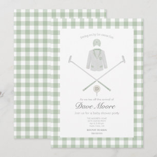 Sage green Golf thema baby shower Uitnodiging