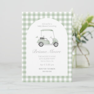 Sage green Golfkar baby shower Uitnodiging
