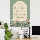 Sage Green Grand Bébé en Fleur Douche Poster (Bureau à domicile)