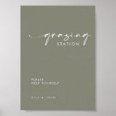 Sage Green Grazing Station Tafel Trouwbord Poster (Voorkant)