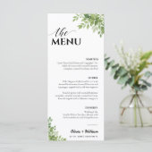Sage Green Green Mariage Menu Carte de remerciemen (Debout devant)
