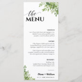 Sage Green Green Mariage Menu Carte de remerciemen (Devant)